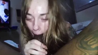 White Junkie blowing her dealer