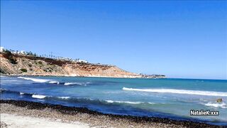 Topless masturbation on the public beach 1080p HD