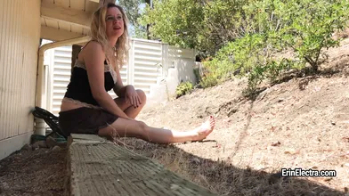 Taking big load from the boss in the backyard