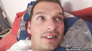 Finding my old mother riding his cock