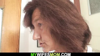 Horny old mother-in-law rides his dick