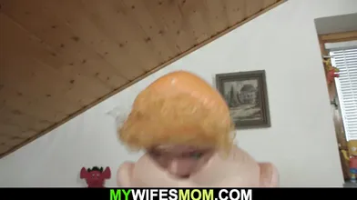 Older blonde mother inlaw helps horny guy cum