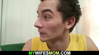 Huge mother-in-law rides his cheating dick until wife comes home