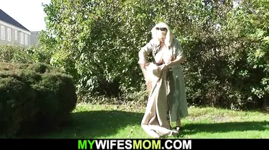 She finds him fucking big tits mother outdoors