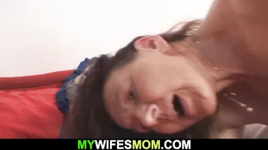 Smart old Stepgrandmother rides his cock
