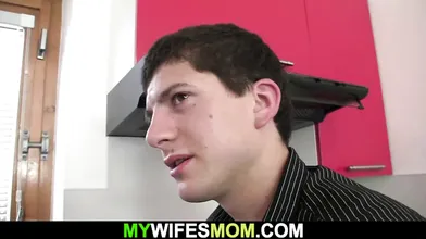 Old blonde seduces him into cheating taboo sex