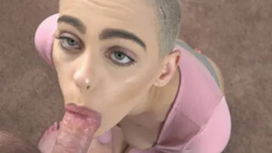 ChickPass - Bald hottie Paris Amour is on her knees for a POV blowjob