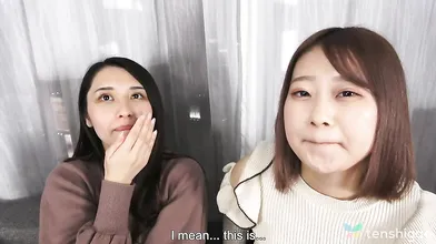 Horny lounge girls, Mio Yoshikawa and Asuka Suzumura in a lesbian show