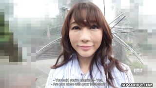 Haruka Miura comes with us on a walk outside today with a sex toy in her pussy