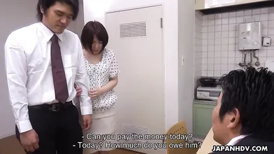 Ryo Tsujimoto's husband owes money and she pays it with her pussy