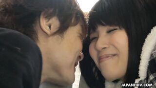 Sena Sakura sucks, rubs and licks her fishing partner's cock
