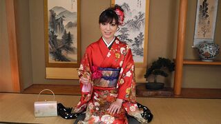 Yuria Tominaga in kimono gets things on her pussy