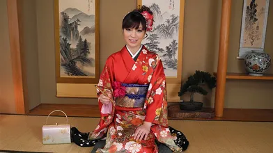 Yuria Tominaga in kimono gets things on her pussy