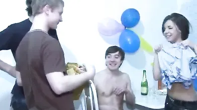 Boozed teen sex birthday party