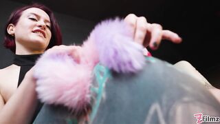 PET PLAY dominatrix controls TATTOO cat-girl