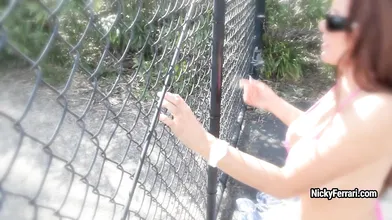Milf outdoor sucking