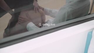 Asian girl wearing jumping egg in MRT | Go search swag.live @linlinbebe