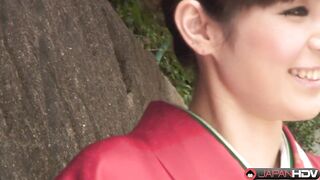 Kimono Lady Yuria Tominaga is walking thinking about dirty things...
