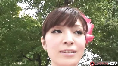 Kimono Lady Yuria Tominaga is walking thinking about dirty things...