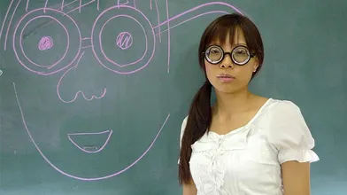 Satsuki Kirioka rubs her clit in front of three students. After