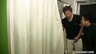 Adorable babe, Arisa with dark hair has two neighbors who were trying