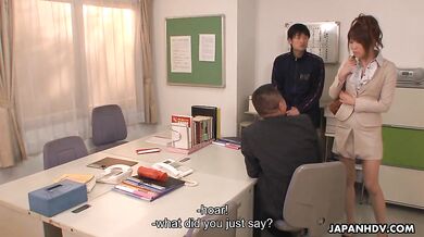 Teen cock loving Yuuno Hoshi is groped by two teachers after her secret