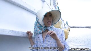 Horny Japanese dude with a camera crew seduces an amateur woman by the