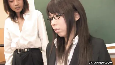 Sexy and arousing dark haired teacher Maho Sawai with glasses gets her