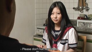 Dark haired and nasty Sayaka enjoys in playing her father\'s debt with