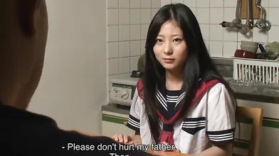 Dark haired and nasty Sayaka enjoys in playing her father\'s debt with