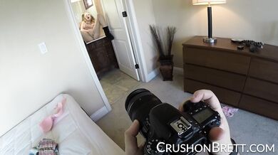 Brett Rossi finger fucking herself on the sink.