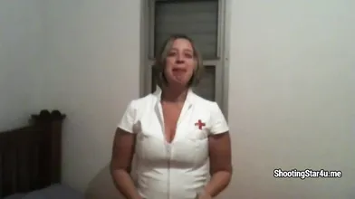 Nurse solo masturbating