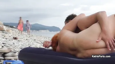 Sharing wife at beach