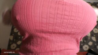 Touching big natural tits