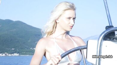 Sexy blonde sailing