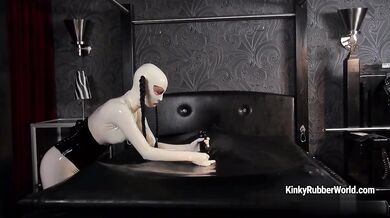 Using Rubberboys cock in the Vacuum bed