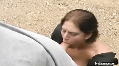 Vintage outdoor blowjob and facial