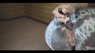 Tattooed TEEN testing FUCK MACHINE with her ANAL