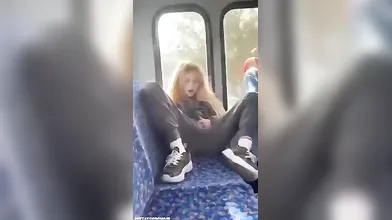 Girl masturbate in the bus