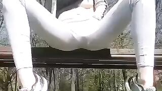 Girl squirt in public