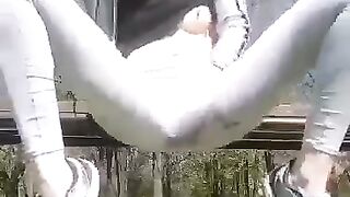 Girl squirt in public