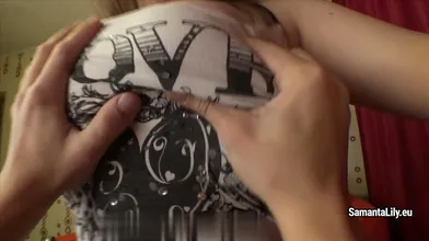 Touching big tits