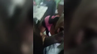 Sucking on a 10inches chocolate dick