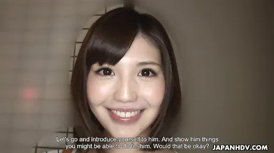 Yua Ariga lets him play with her perky titties and then they move the