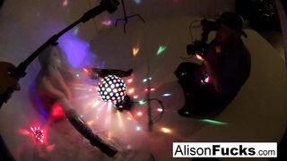 Sexy big boobed disco ball babe