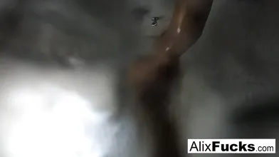 Alix Lynx takes a quick post-sex shower