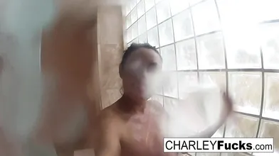 Charley Chase showers off after a good fuck