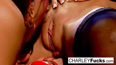 Charlie has some slippery and wet fun with sexy brunette Capri