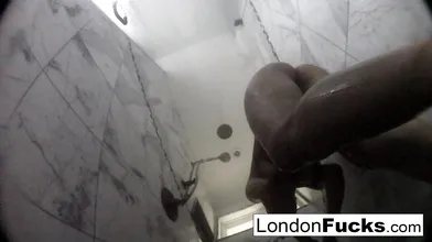 London Keyes takes a hidden camera shower