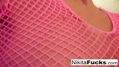 Solo fishnet solo with hot Milf Nikita Von James